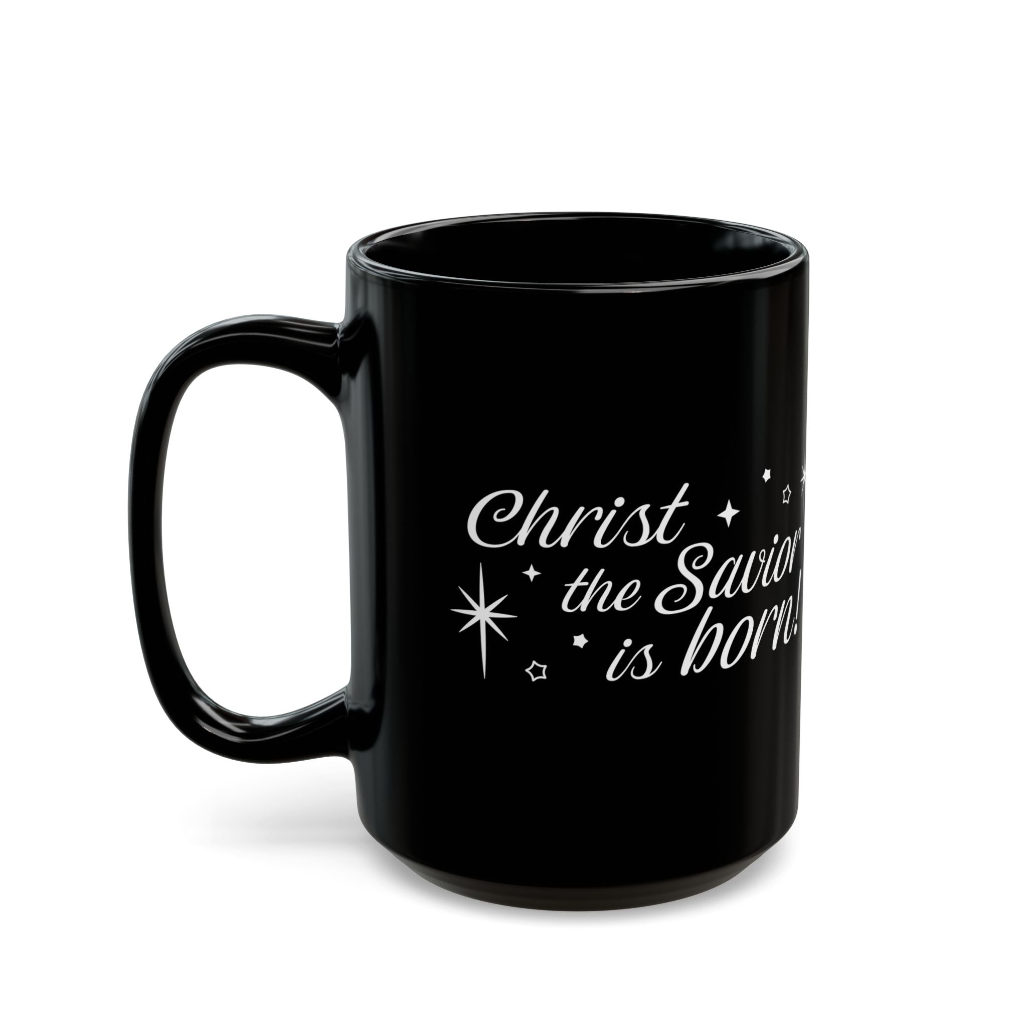Black Ceramic Christmas Mug – Christ the Savior is Born!