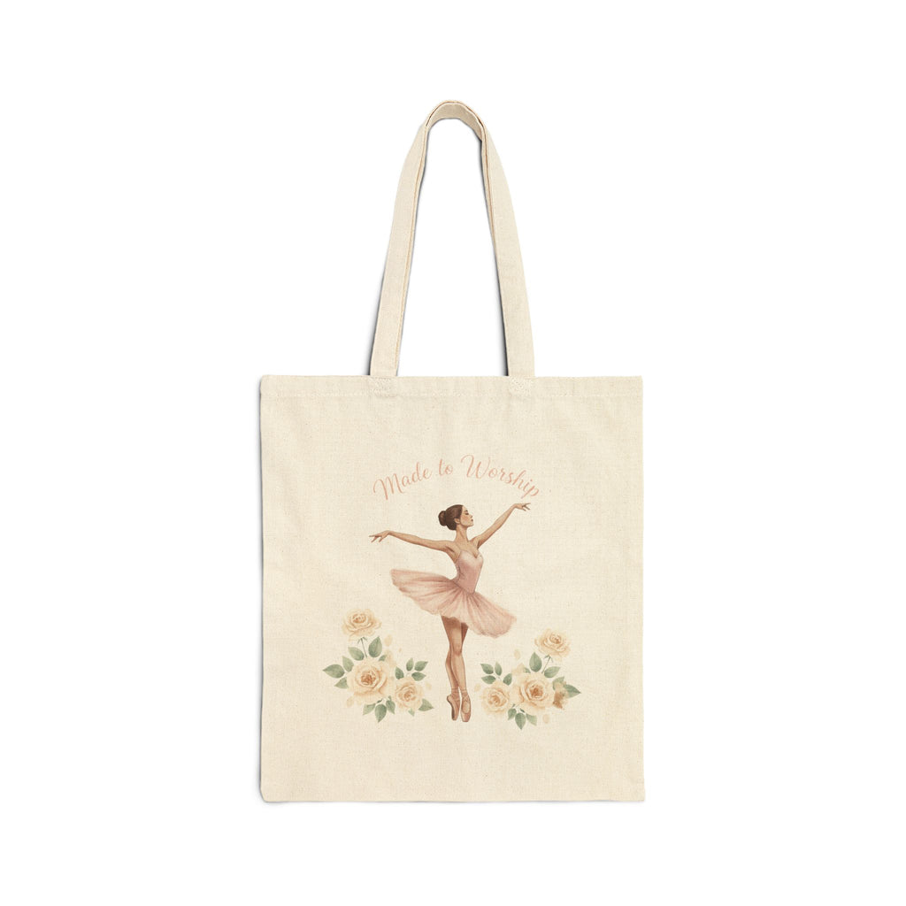 Made to Worship - Ballerina Floral Canvas Tote Bag — Elegant Christian Tote