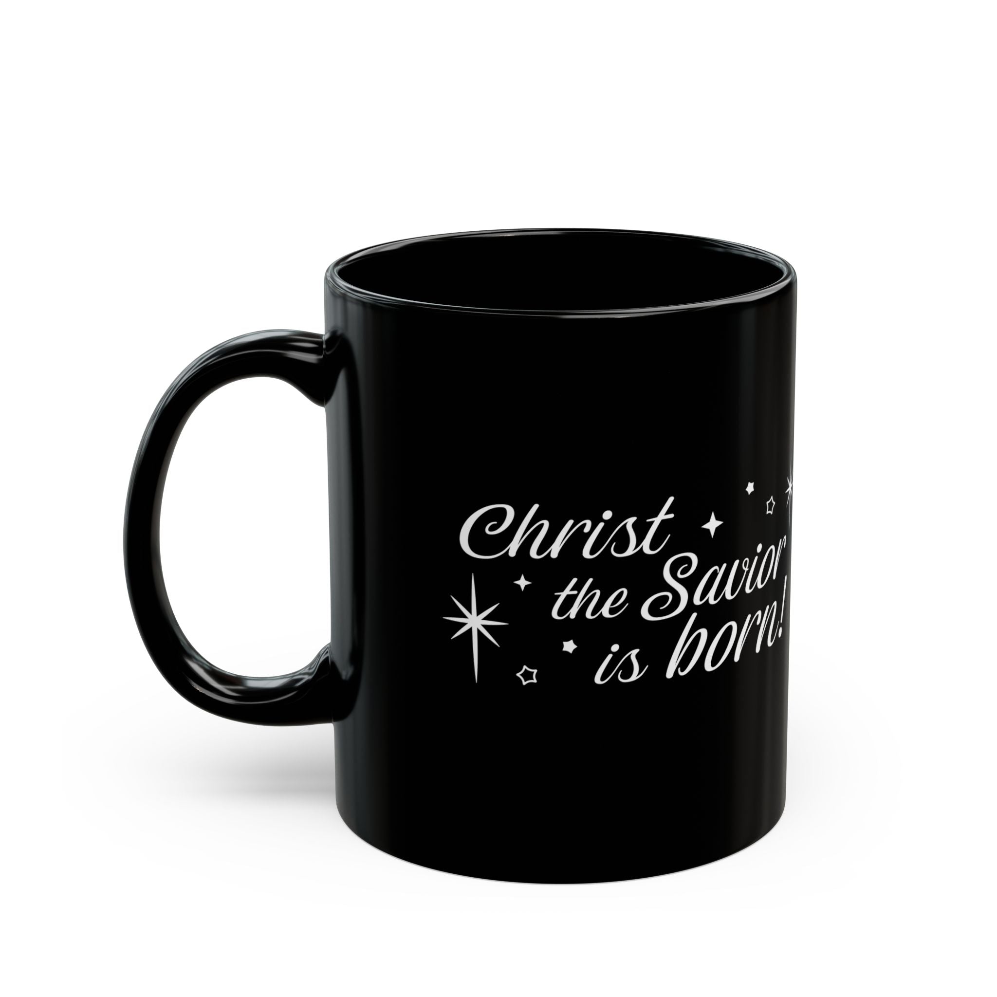 Black Ceramic Christmas Mug – Christ the Savior is Born!