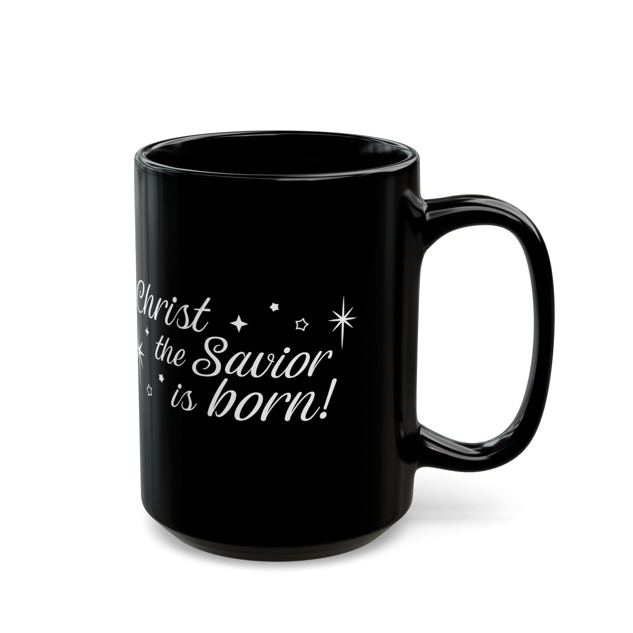 Black Ceramic Christmas Mug – Christ the Savior is Born!