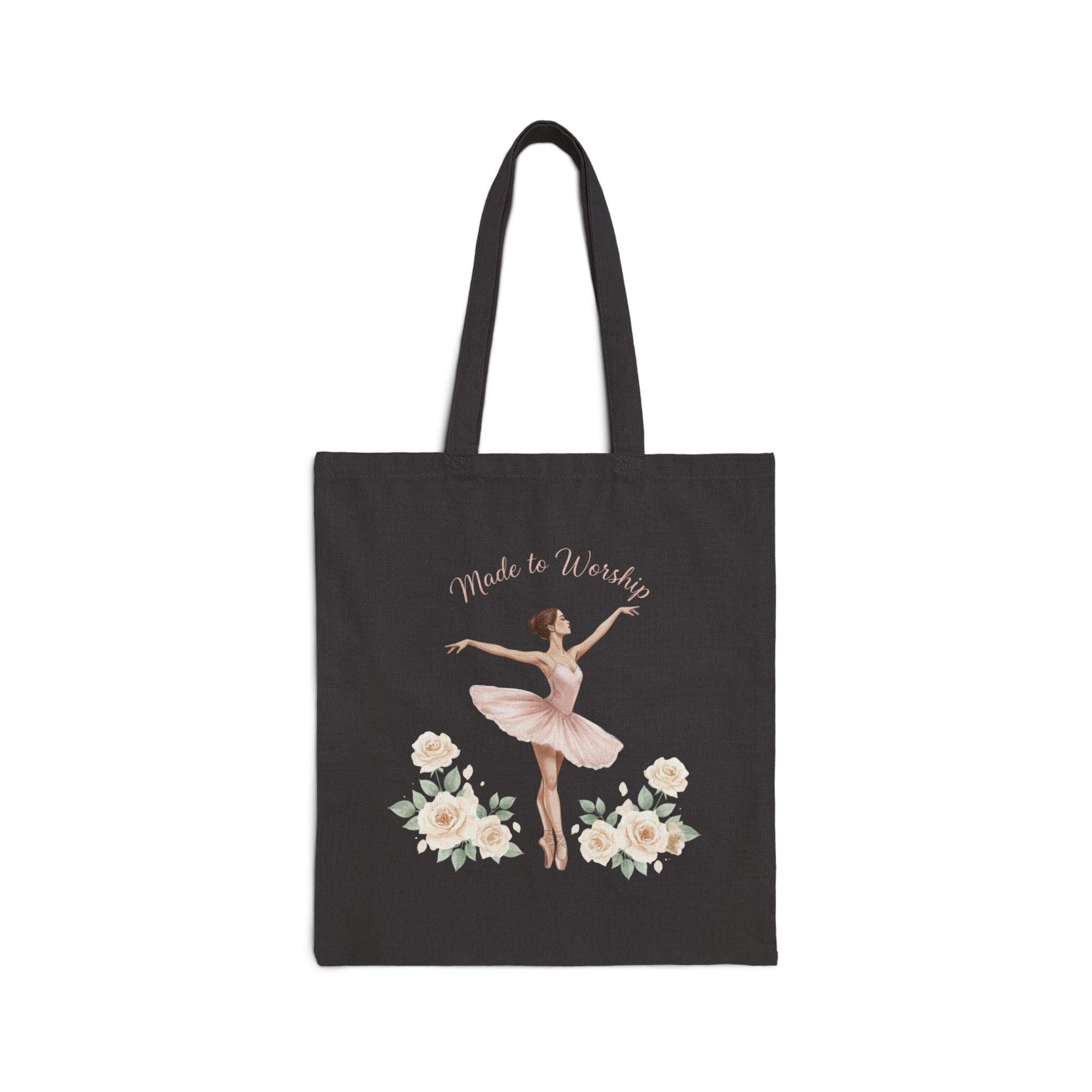 Made to Worship - Ballerina Floral Canvas Tote Bag — Elegant Christian Tote