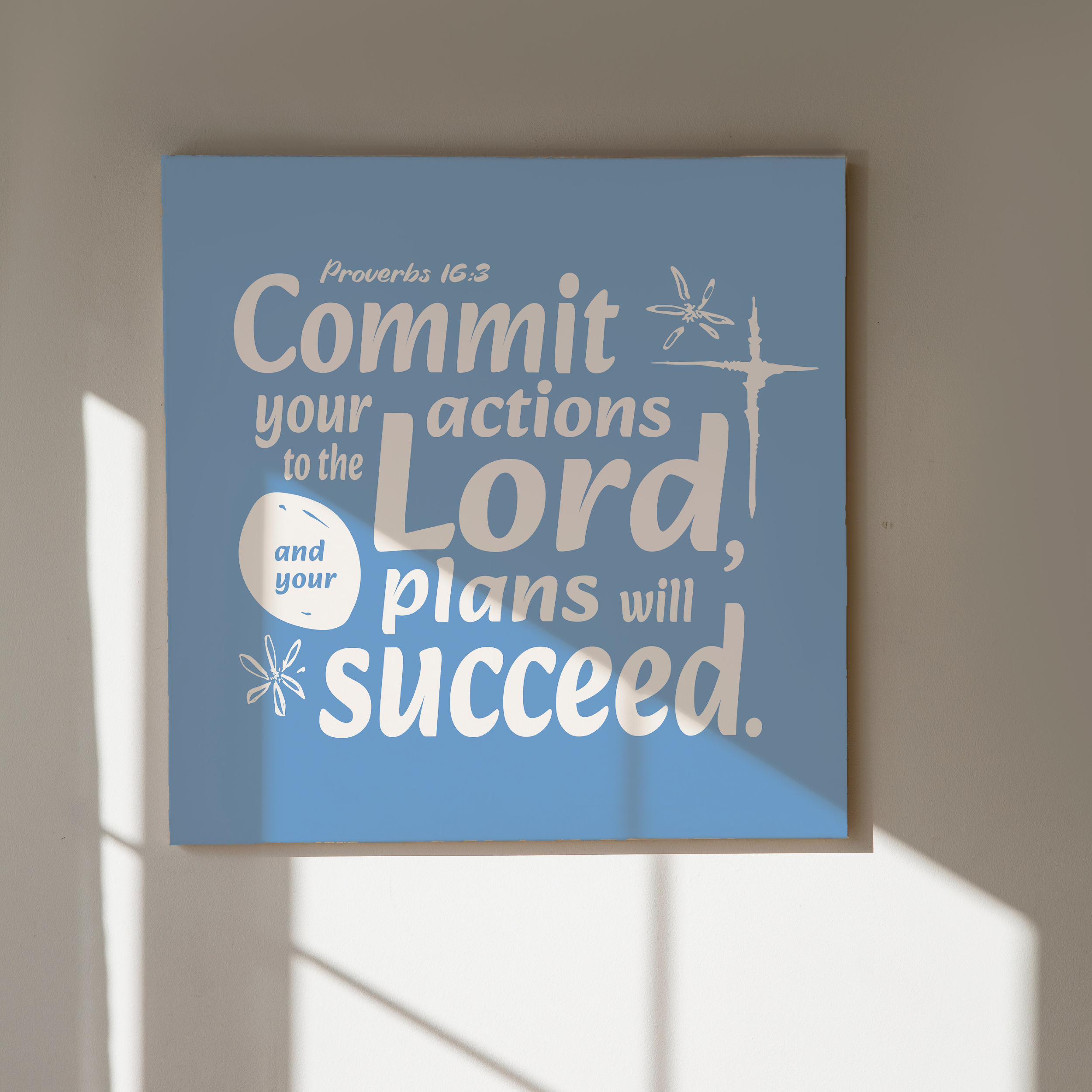 Proverbs Blue Wall Art Matte Canvas