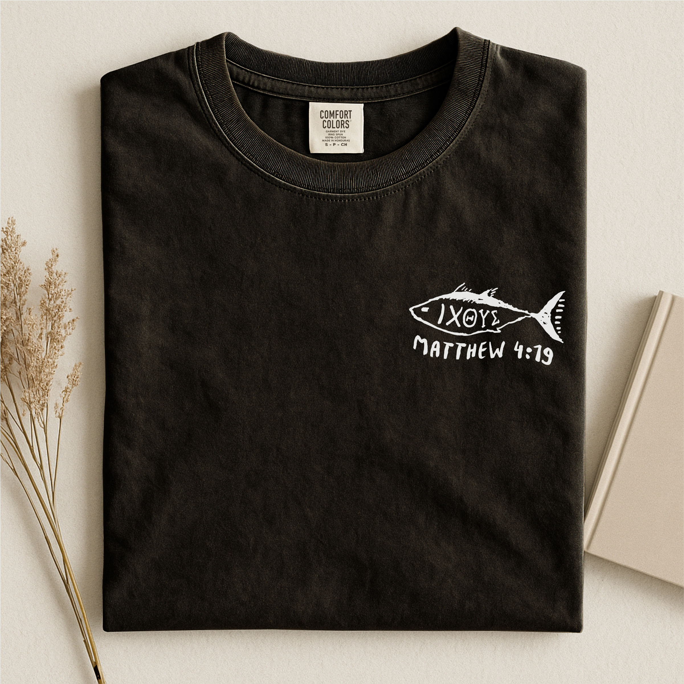 IXOYE Fisher of Men T‑Shirt, Garment-Dyed Vintage Graphic Christian Tee