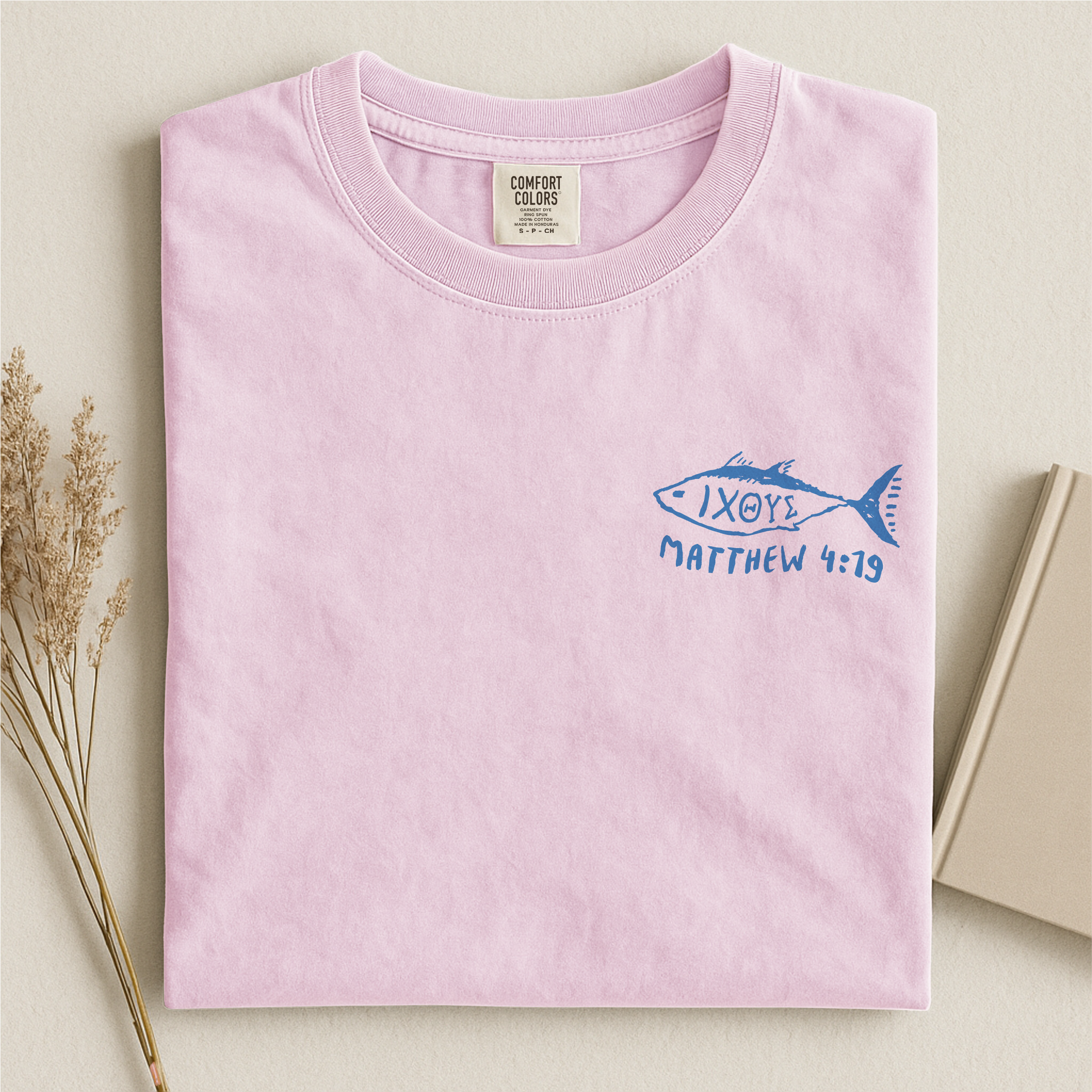 IXOYE Fisher of Men T‑Shirt, Garment-Dyed Vintage Graphic Christian Tee