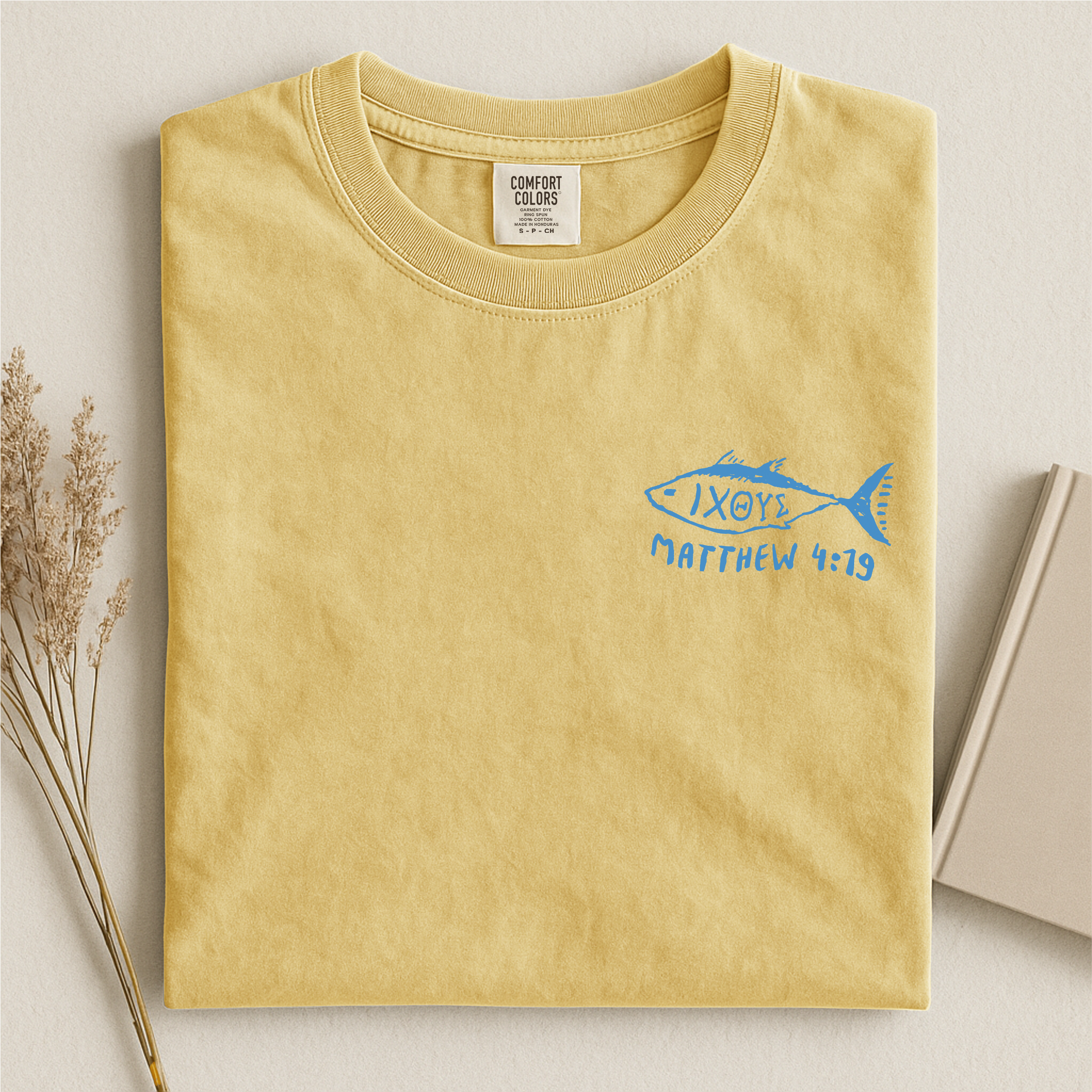 IXOYE Fisher of Men T‑Shirt, Garment-Dyed Vintage Graphic Christian Tee