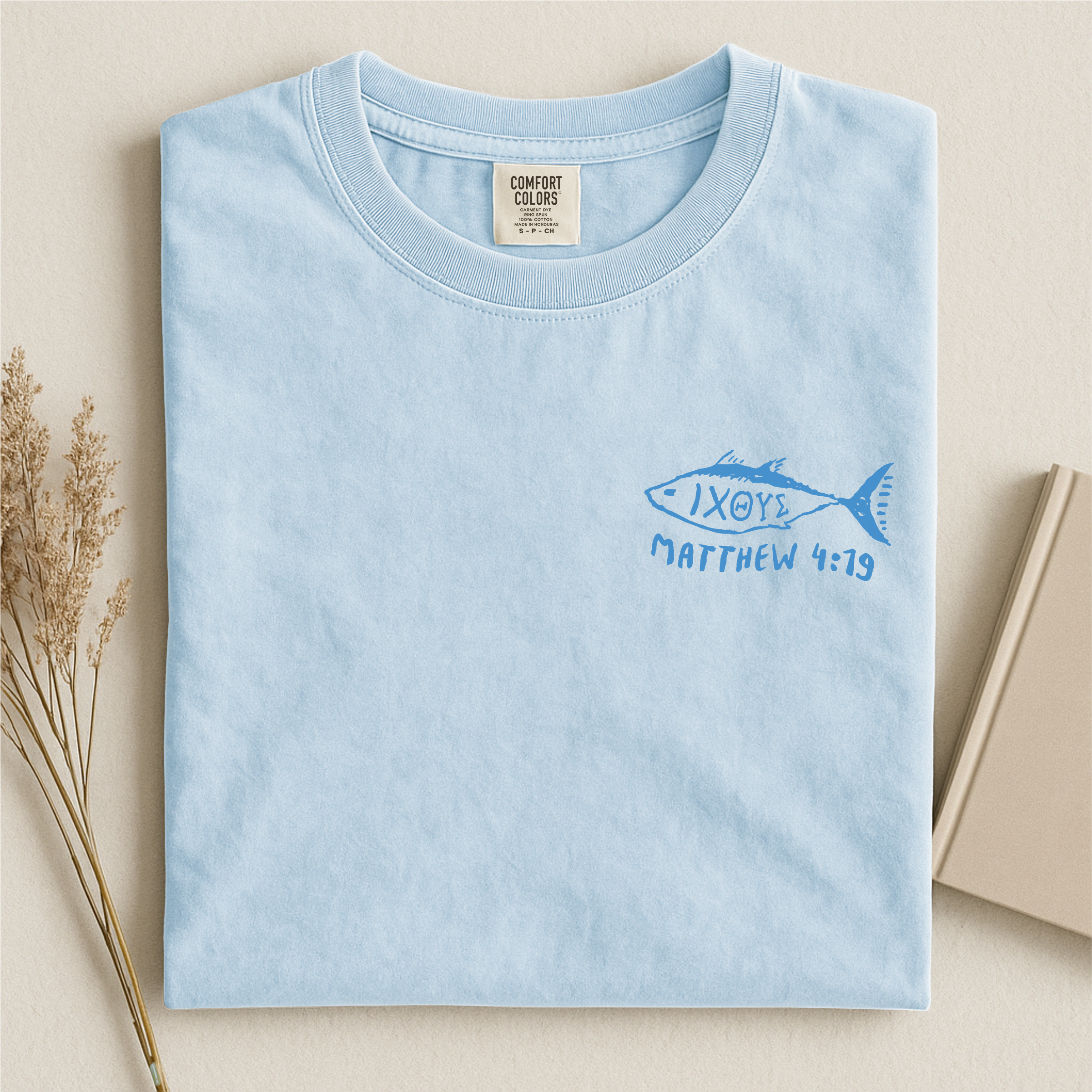 IXOYE Fisher of Men T‑Shirt, Garment-Dyed Vintage Graphic Christian Tee