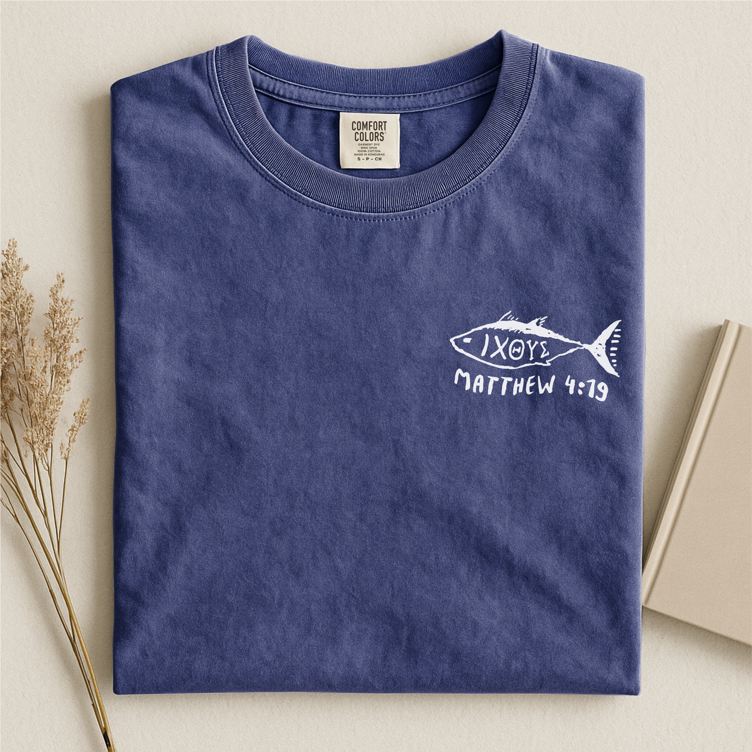 IXOYE Fisher of Men T‑Shirt, Garment-Dyed Vintage Graphic Christian Tee