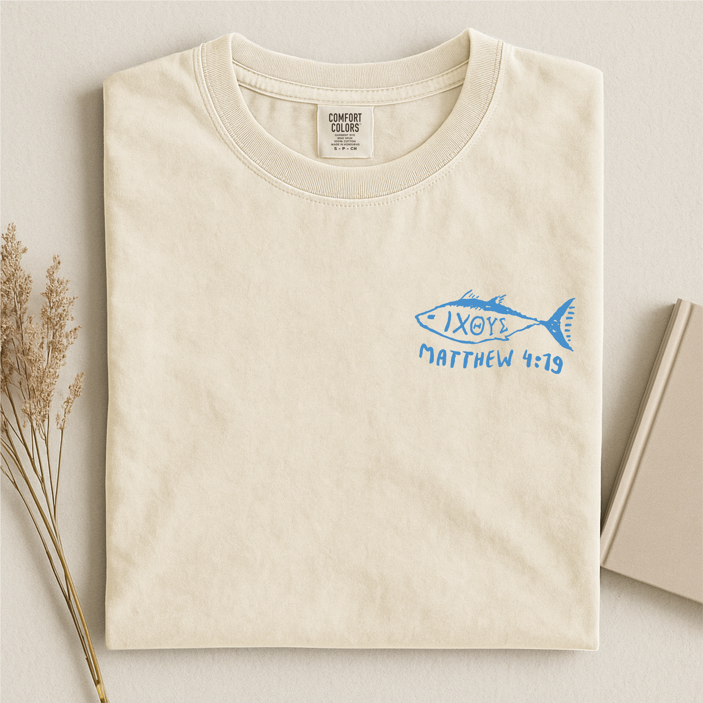 IXOYE Fisher of Men T‑Shirt, Garment-Dyed Vintage Graphic Christian Tee