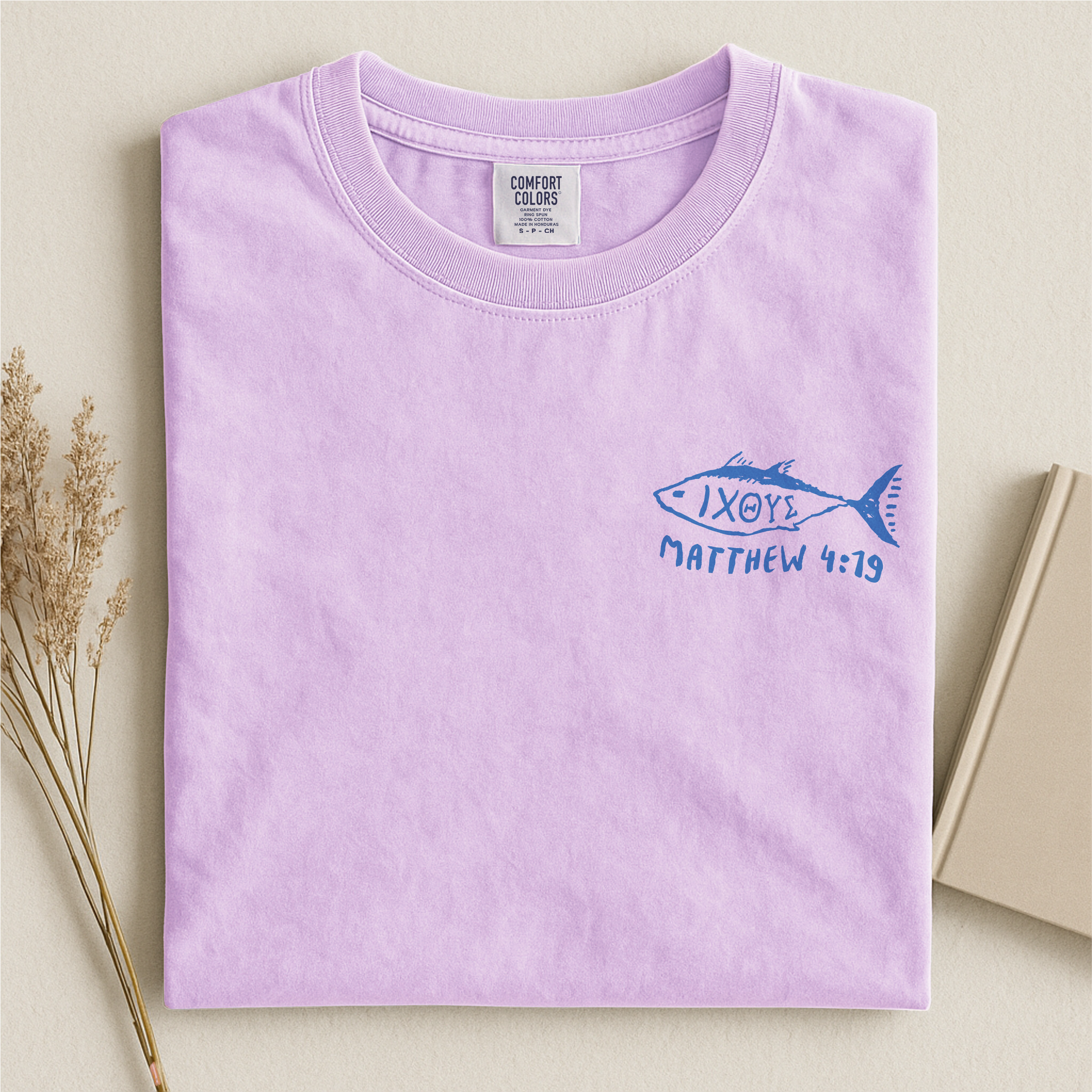 IXOYE Fisher of Men T‑Shirt, Garment-Dyed Vintage Graphic Christian Tee