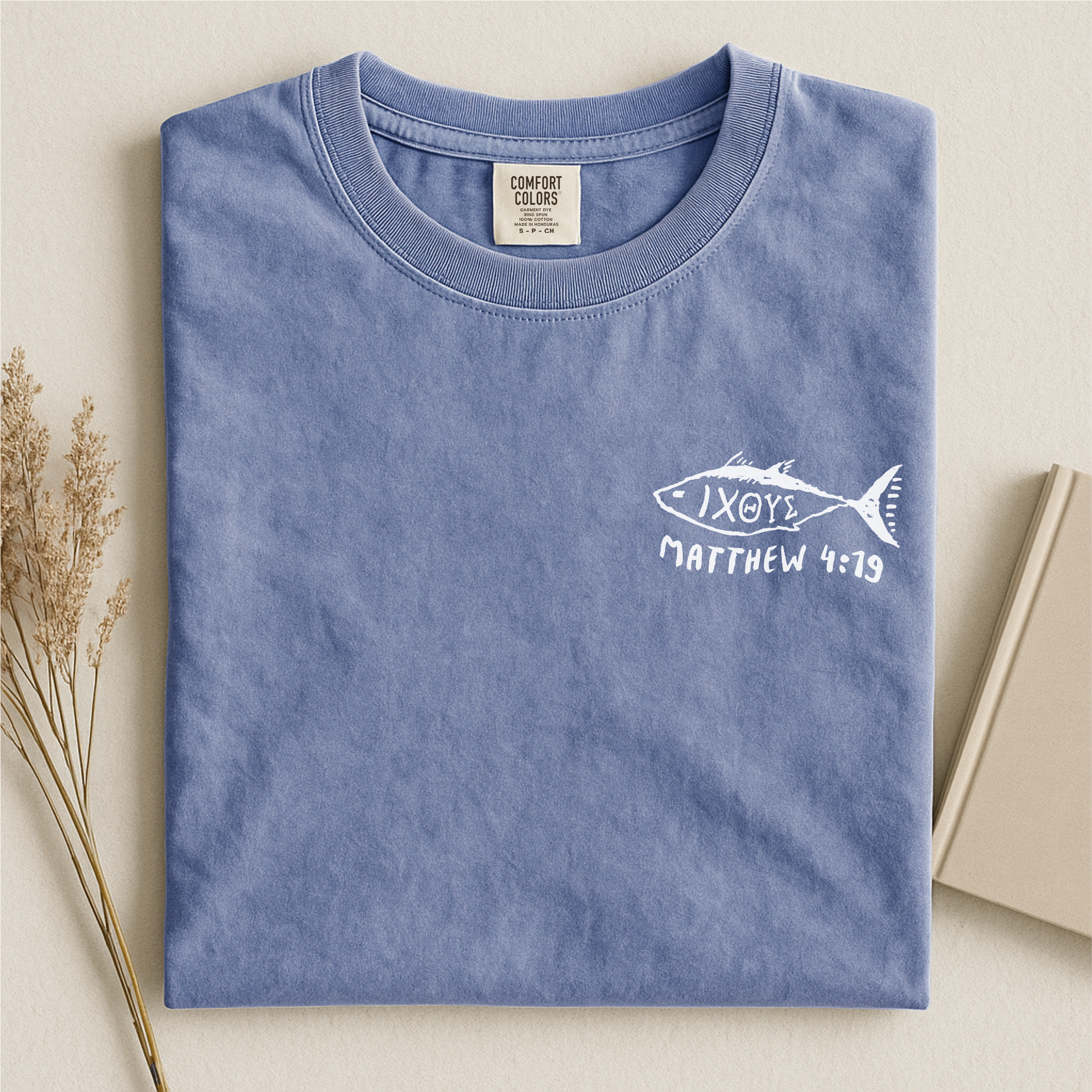 IXOYE Fisher of Men T‑Shirt, Garment-Dyed Vintage Graphic Christian Tee