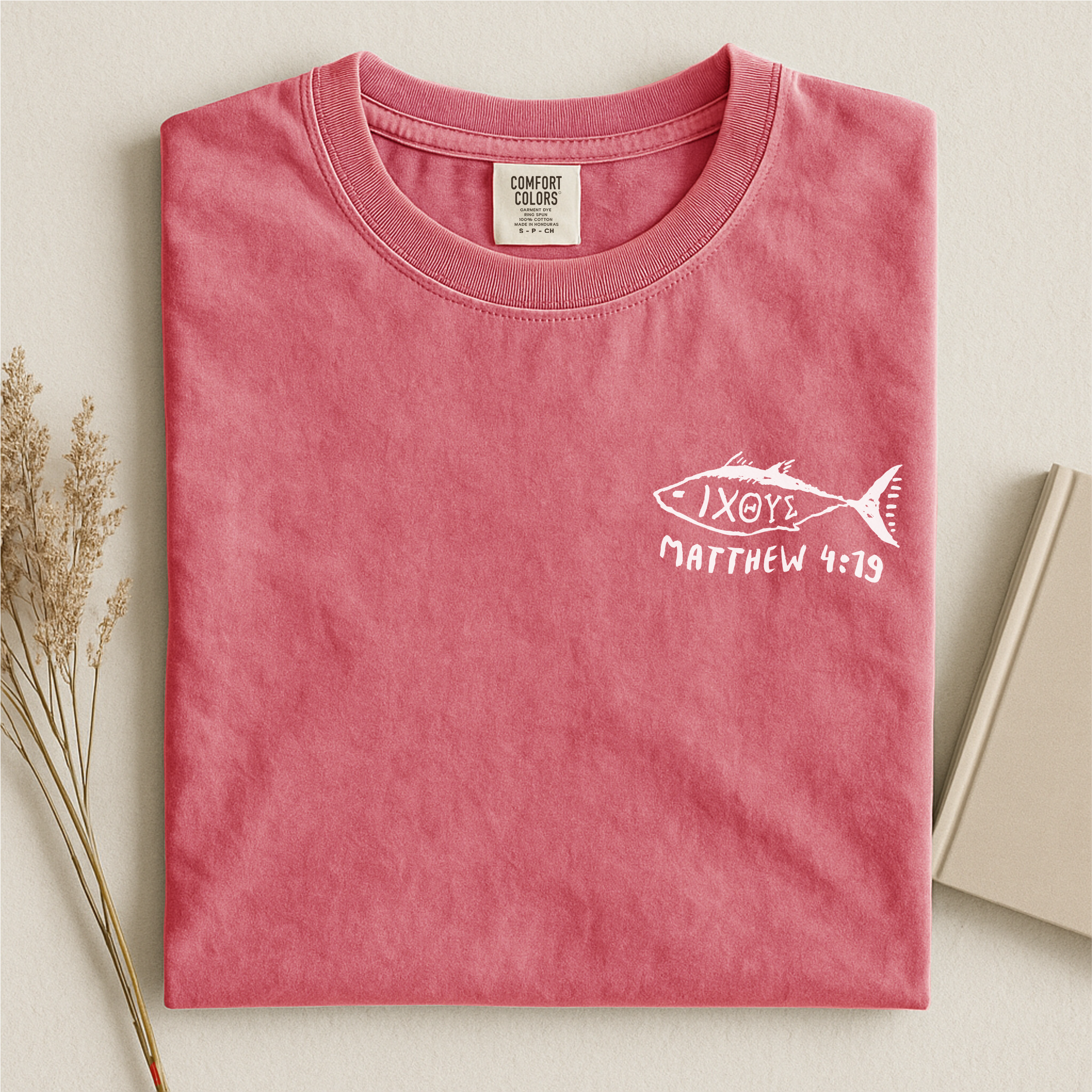 IXOYE Fisher of Men T‑Shirt, Garment-Dyed Vintage Graphic Christian Tee