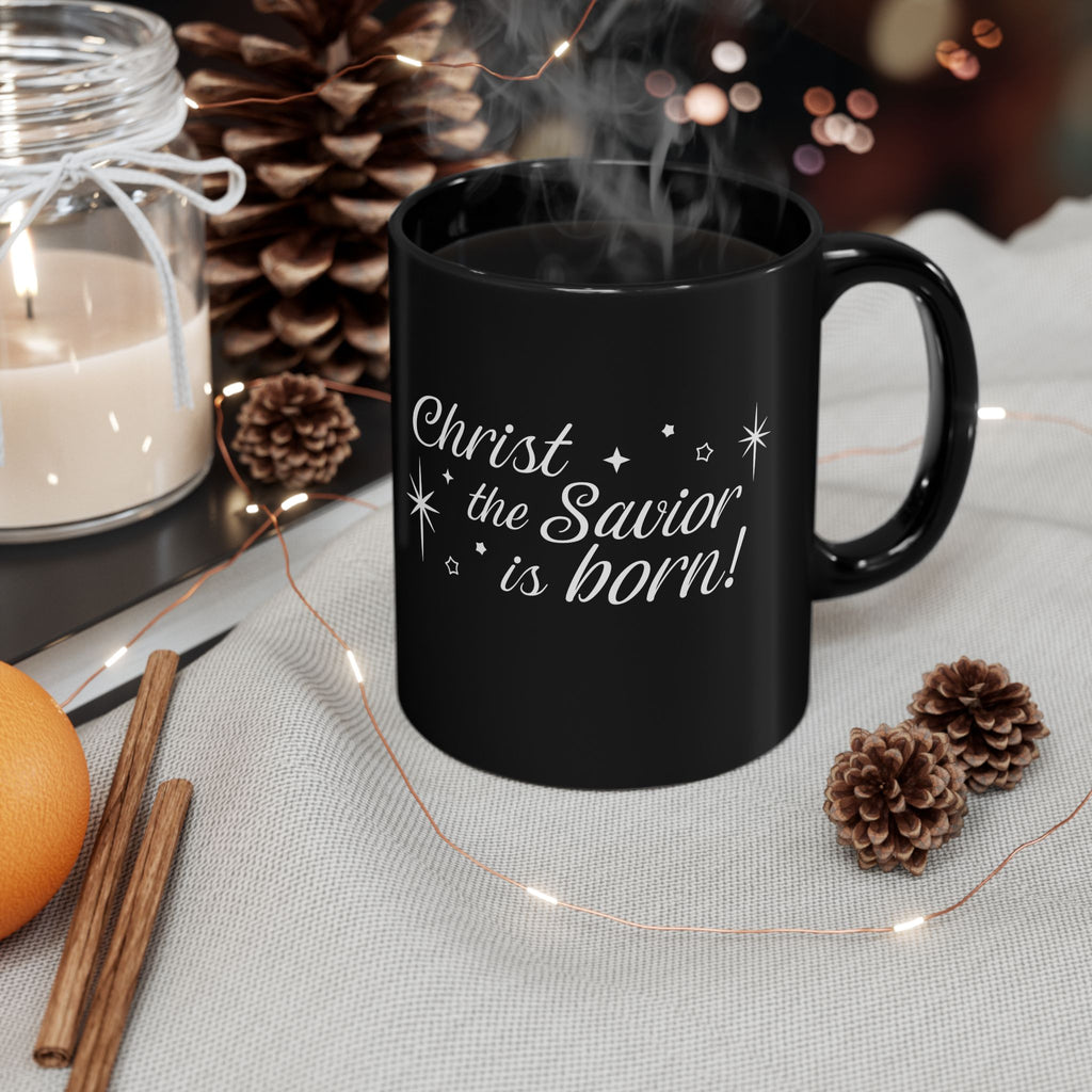 Black Ceramic Christmas Mug – Christ the Savior is Born!